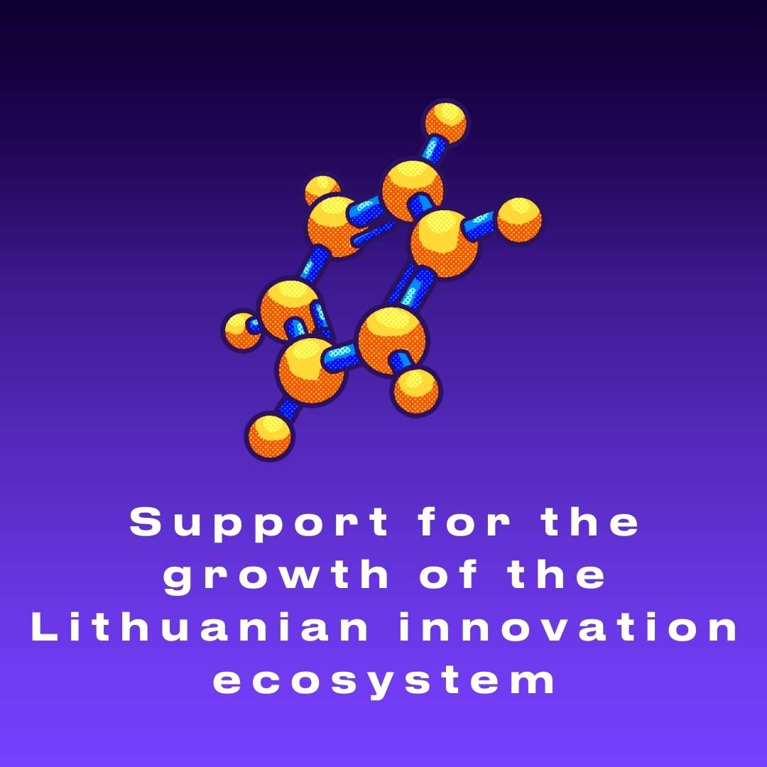 Text saying Support for the growth of the Lithuanian innovation ecosystem