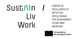 Logo of the Artificial Intelligence Competence Centre for Sustainable Living and Working (SustAInLivWork). Clicking it leads to an external link.